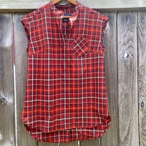 NWOT Pendleton Wool sleeveless plaid shirt button back details  — XS
